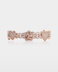 Two Tone Heart, Rose & Butterfly Diamond Bracelet