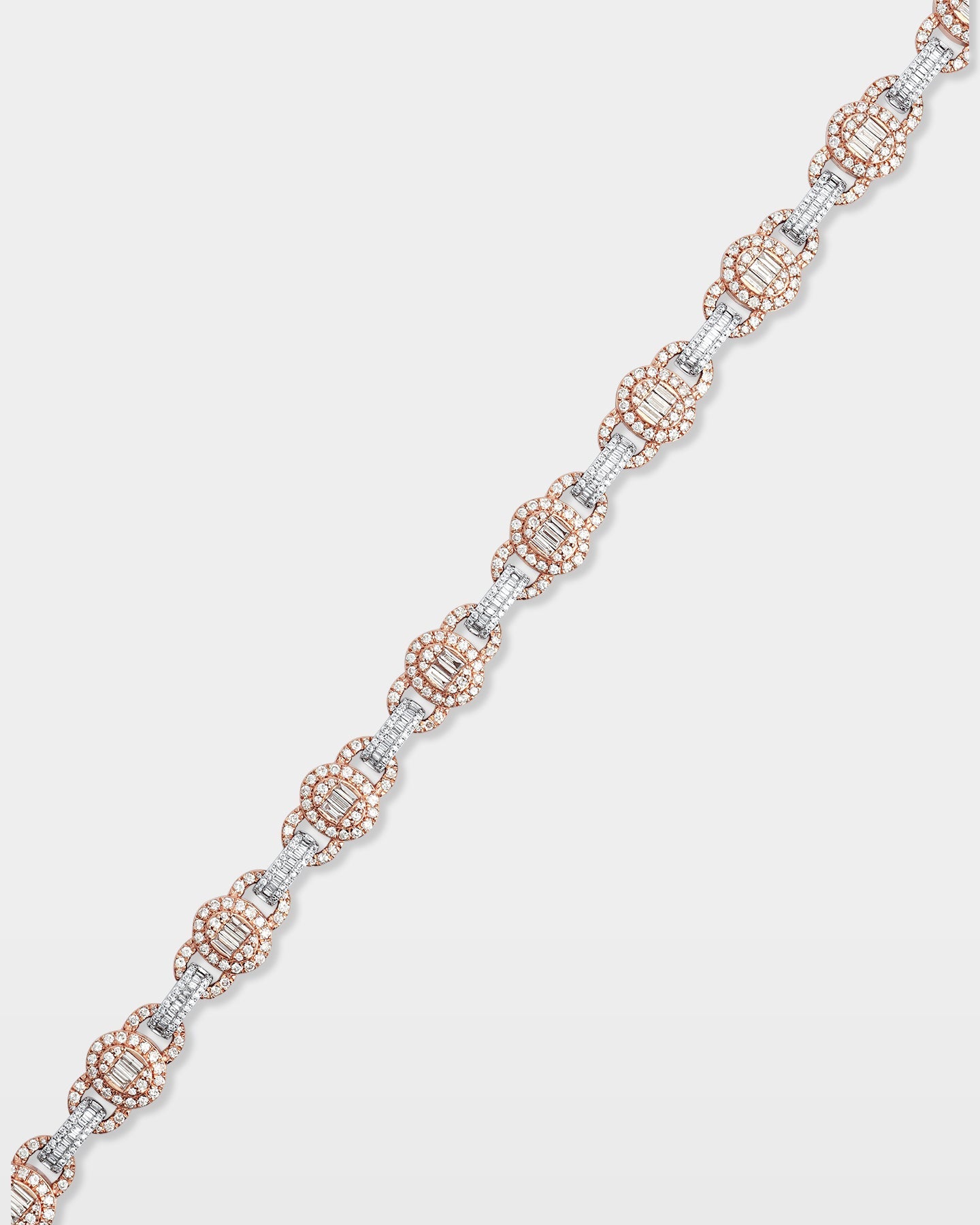 Two Tone Oval Link Diamond Chain