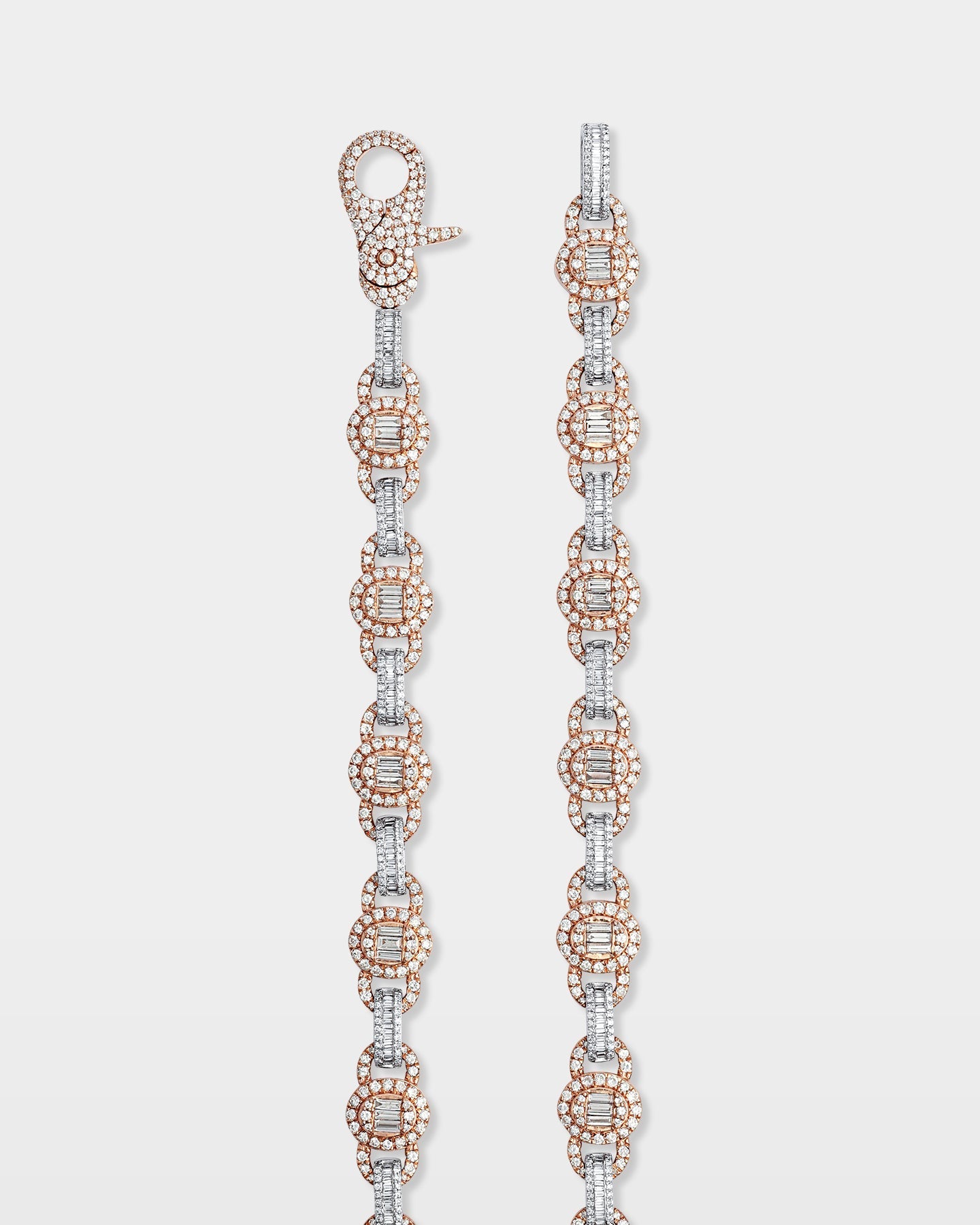 Two Tone Oval Link Diamond Chain