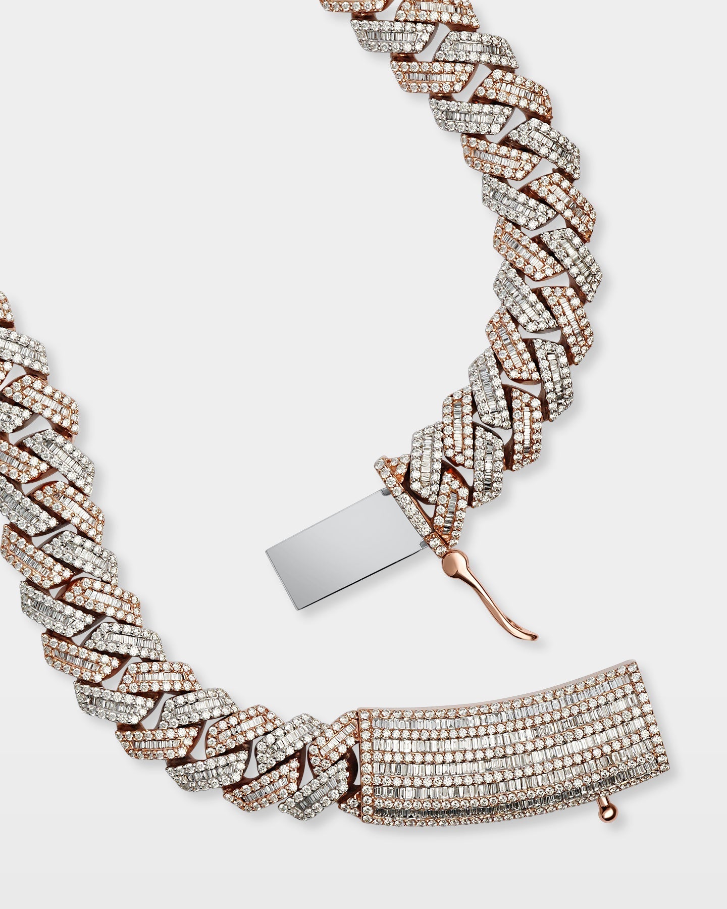 Two Tone Trapezoid Diamond Cuban Link Chain