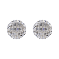 Round Baguette Infill VVS Moissanite Daimond Earrings