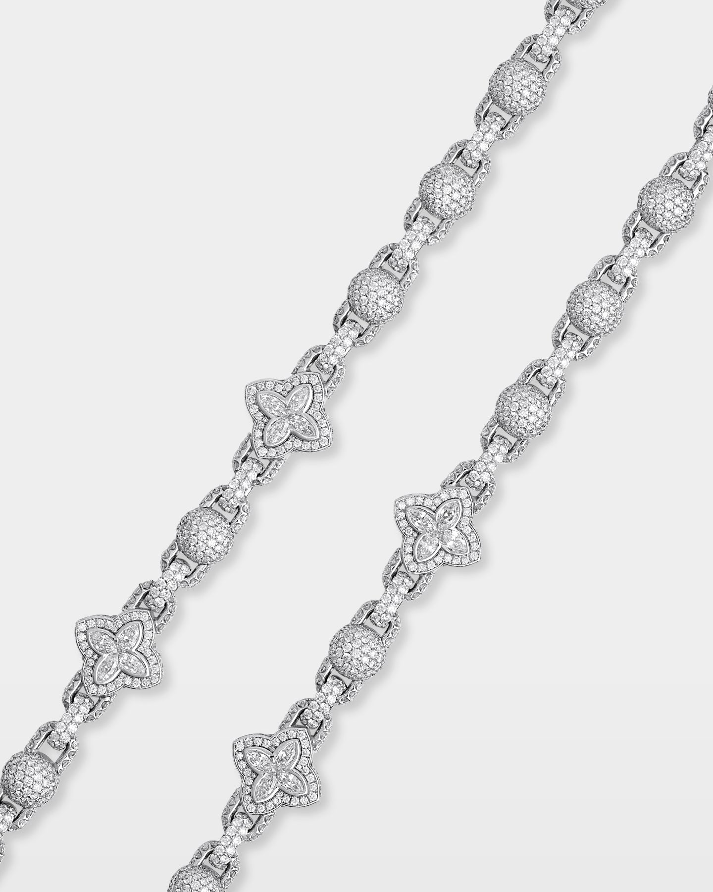 Clover & Ball Diamond Link Chain