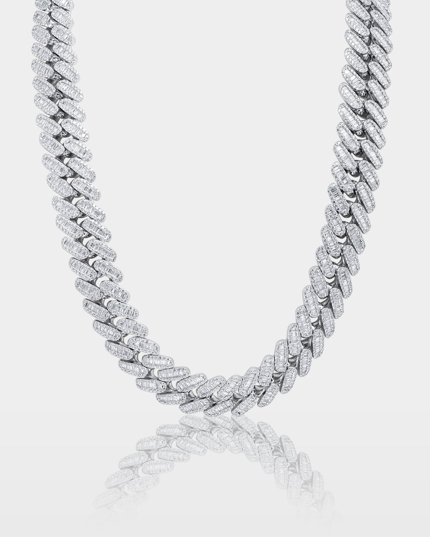 Halo Baguette Diamond Cuban Link Chain