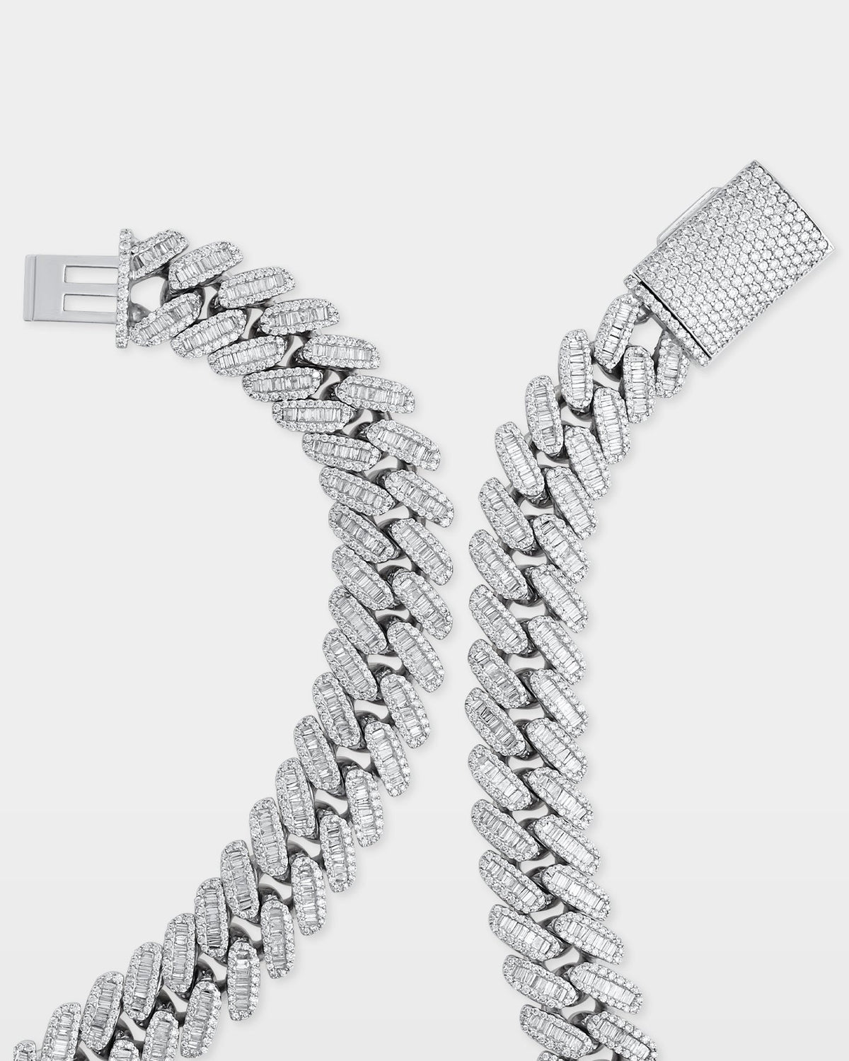 Halo Baguette Diamond Cuban Link Chain