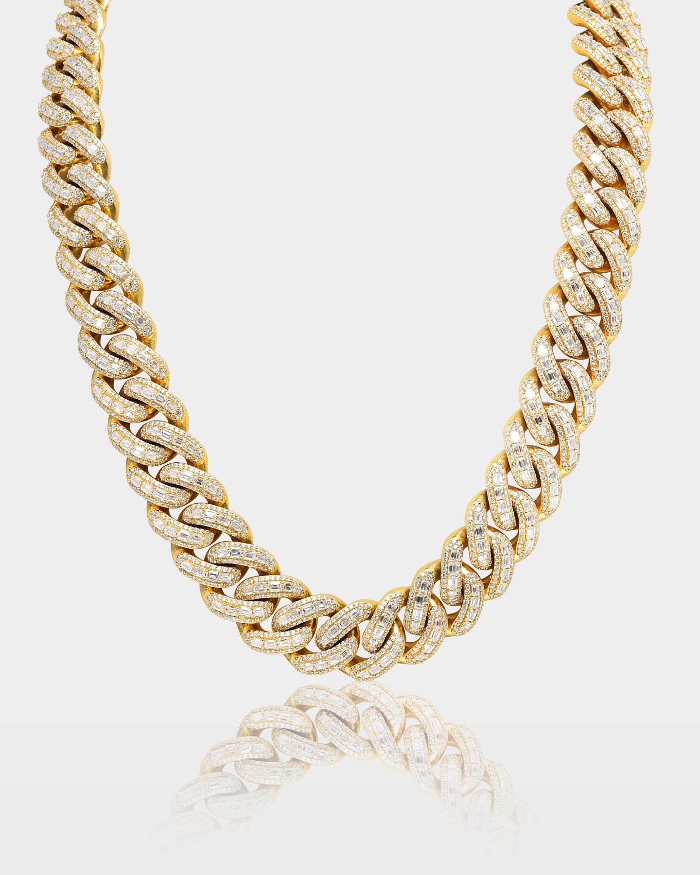 Baguette Row Diamond Cuban Link Chain