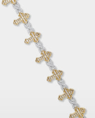 Two-Tone Infinity & Cross Diamond Bracelet